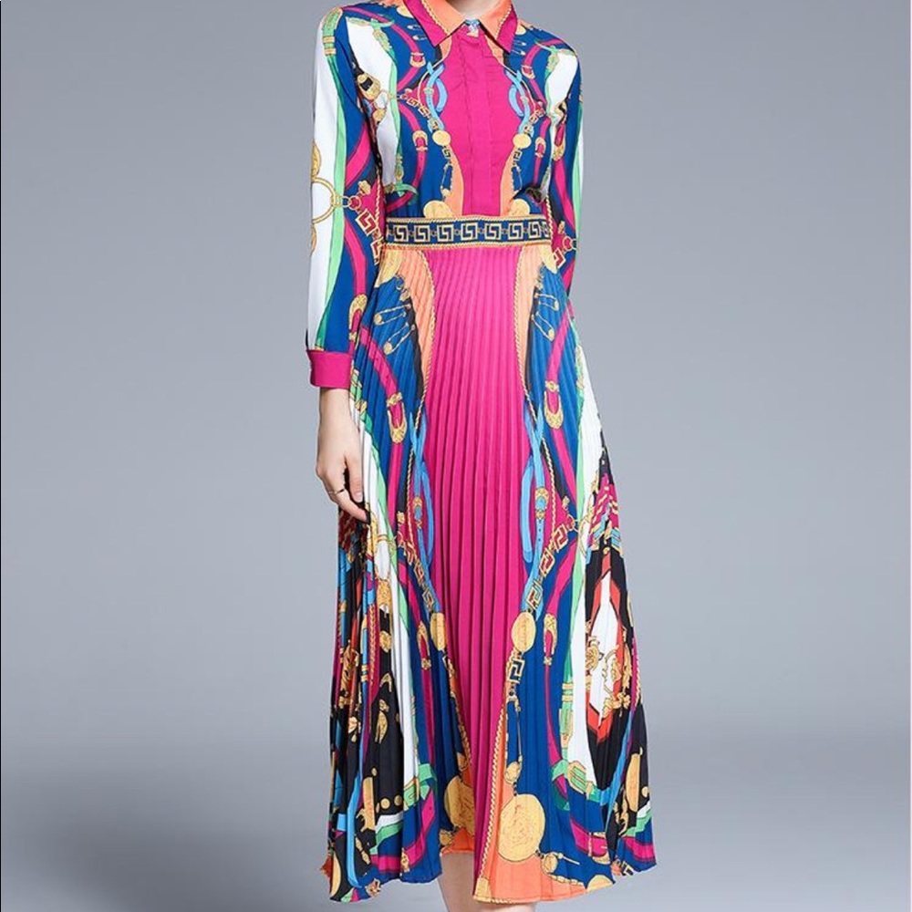 pleated skirt long dress, nwot,